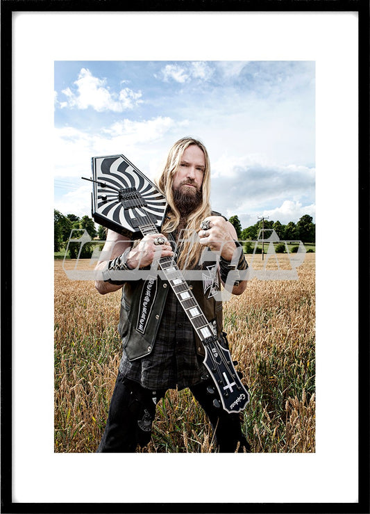 BLACK LABEL SOCIETY - Guitarist and vocalist ZAKK WYLDE photogrpahed with a customised Gibson Epiphone guitar in a wheat field in Rutland, England UK - July 22, 2010.  Photo: © Ashley Maile / IconicPix